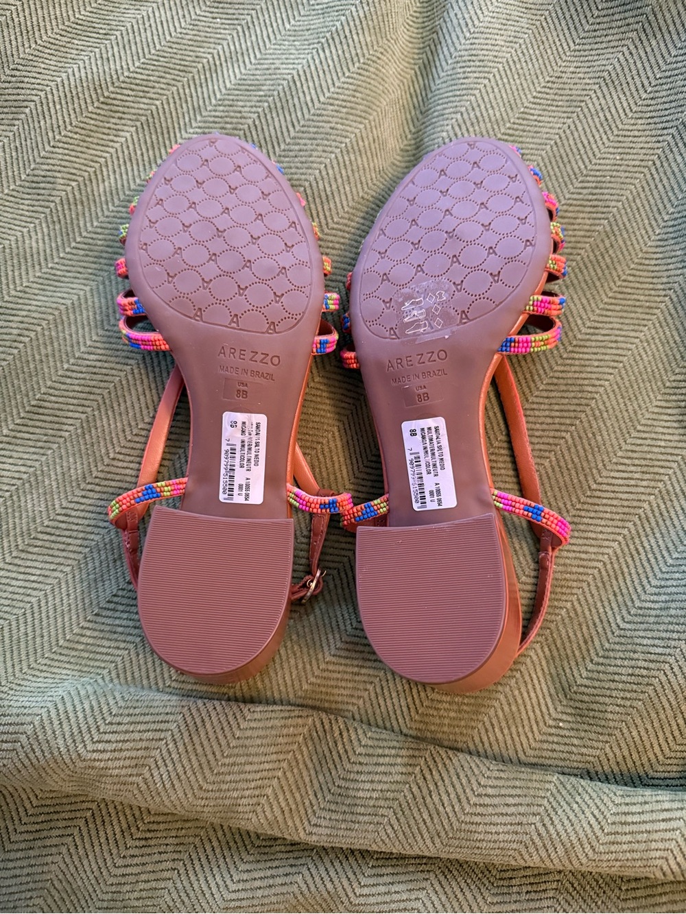 NWT Arezzo Paola Beaded Colored Strappy Chunky Heel Sandal Size 8 - Picture 5 of 9